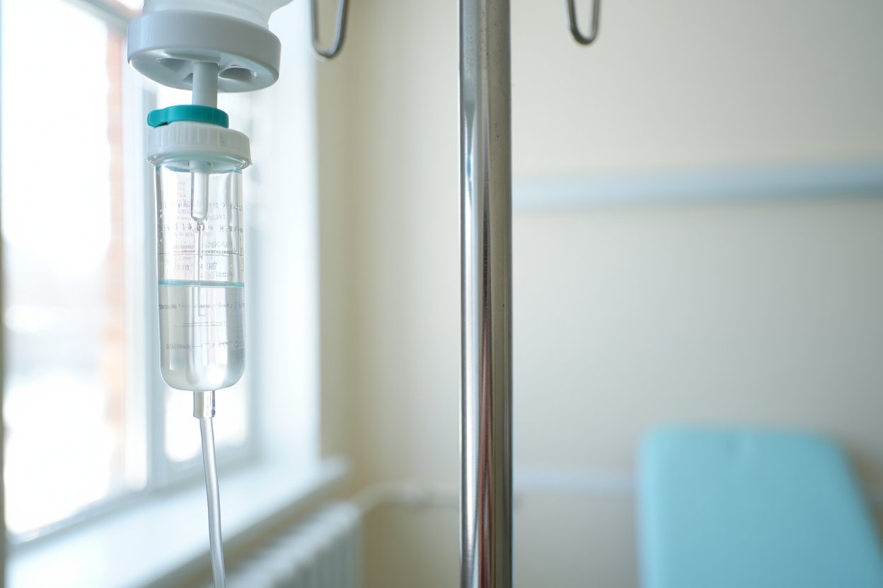 Медицинская капельница для снятия интоксикации в стационаре клиники.