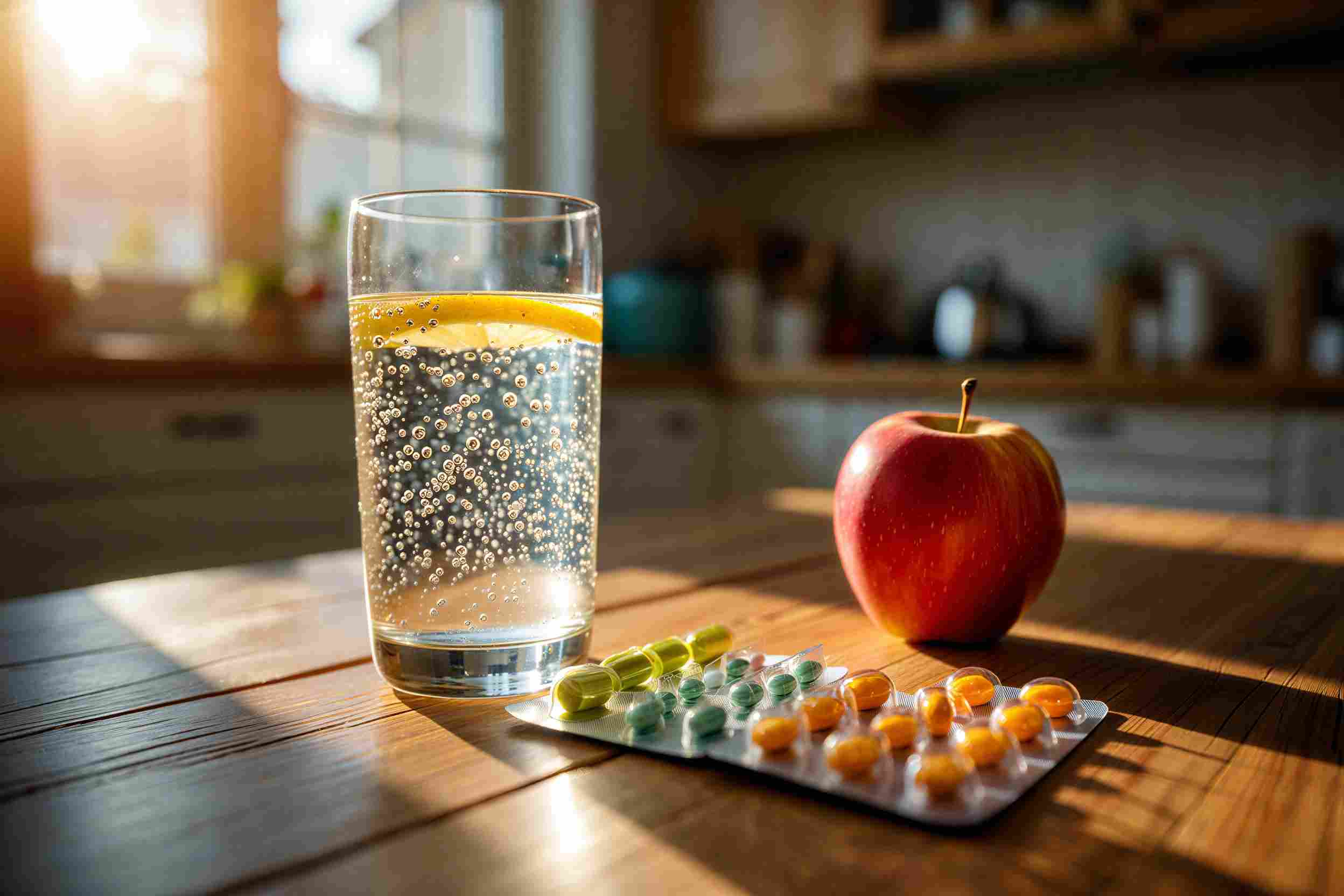 Полезные продукты и вода для восстановления организма при похмелье.