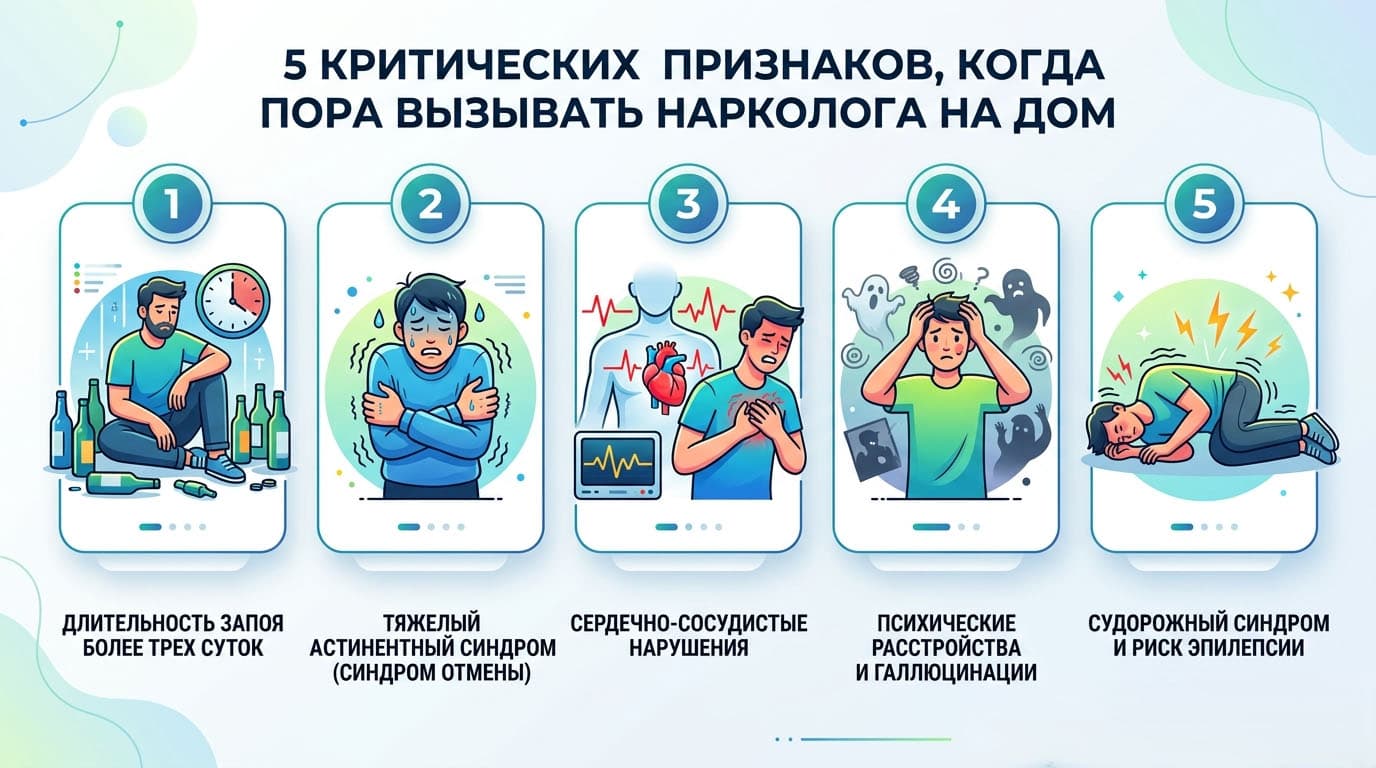Инфографика: Признаки, что нужно вызывать нарколога