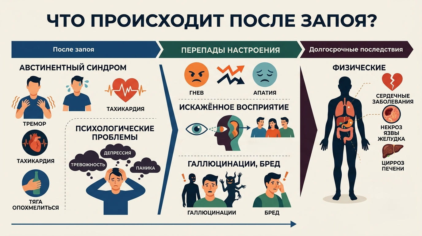 Инфографика: Признаки запойного алкоголизма