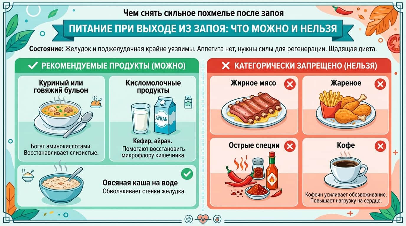 Инфографика: Питание при выходе из запоя: что можно и нельзя