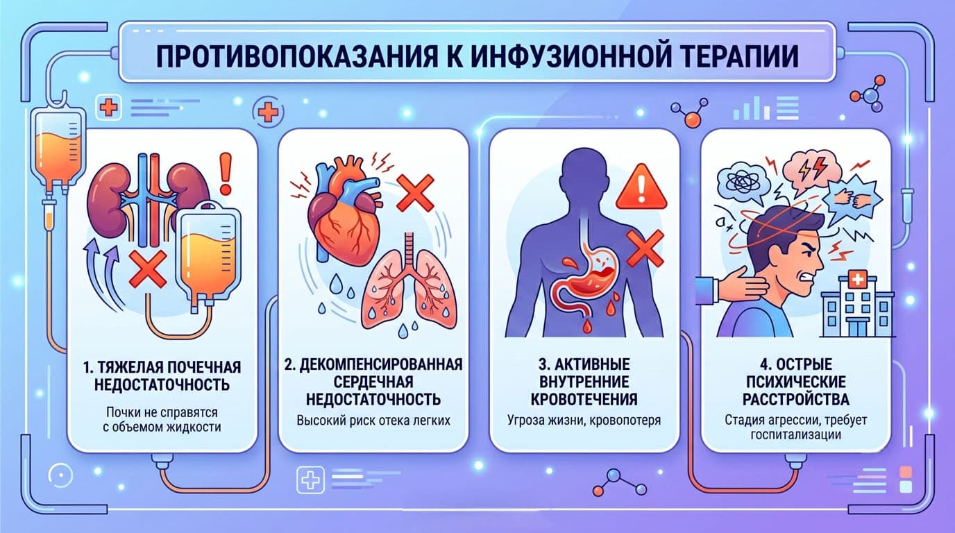 Инфографика: Противопоказания к детокс терапии