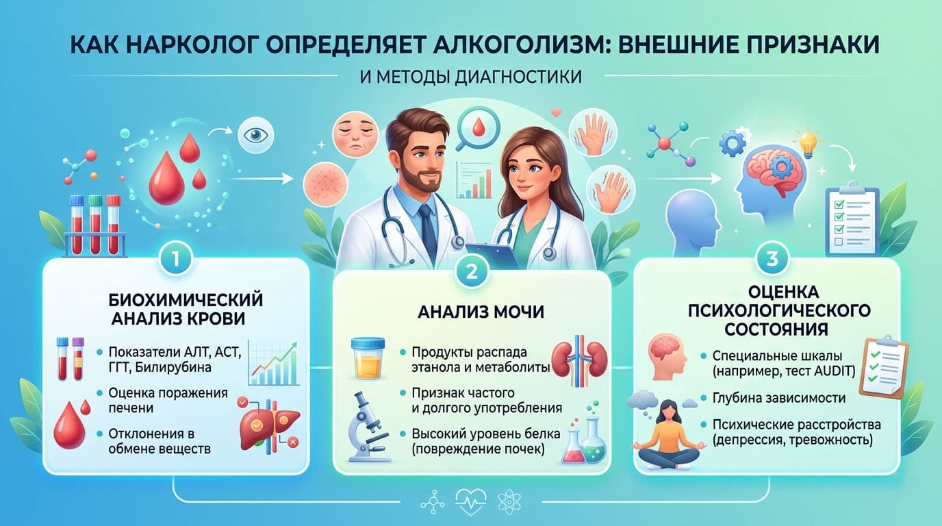 Инфографика: Что ещё помогает в диагностике алкоголизма
