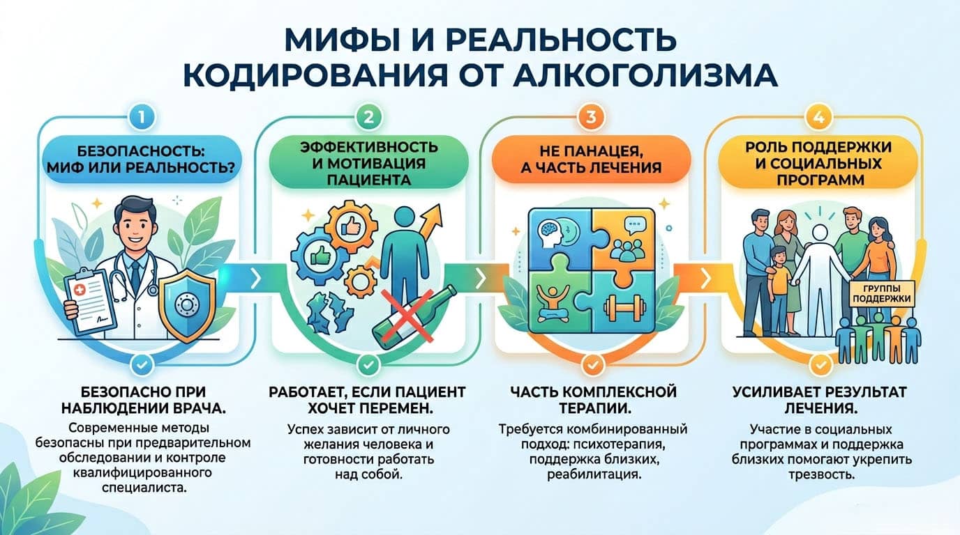 Инфографика: Заключительные факты о мифах и реальности кодирования от алкоголя