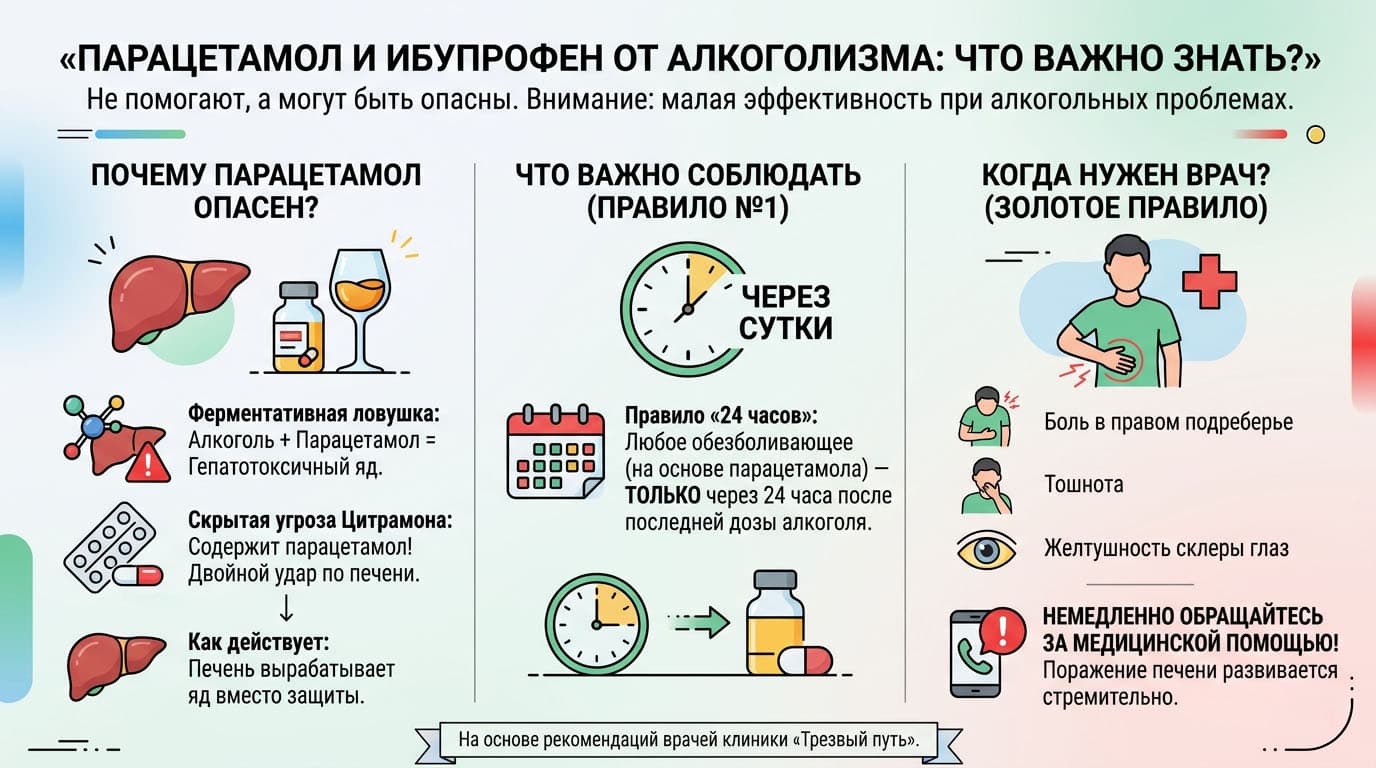 Инфографика: Почему Парацетамол опасен после алкоголя