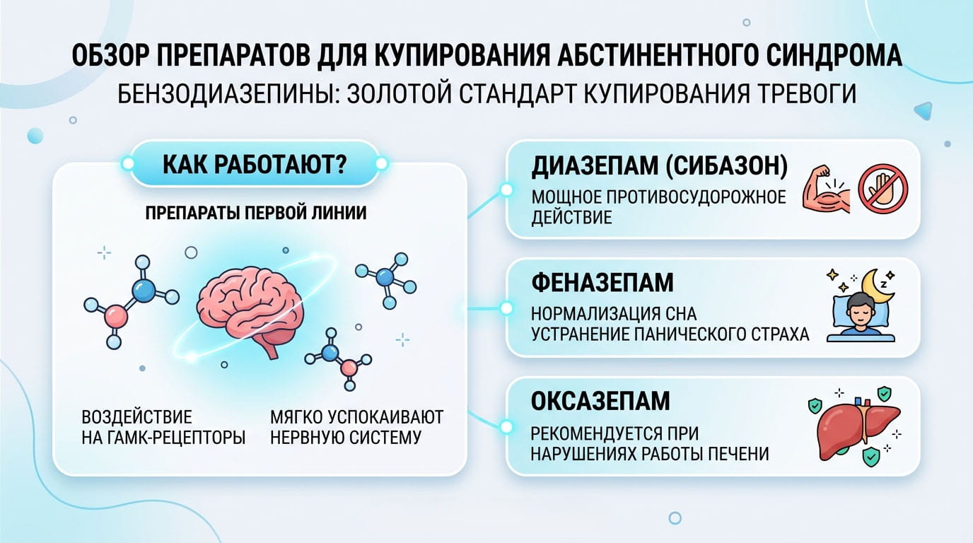 Инфографика: Бензодиазепины: золотой стандарт купирования тревоги