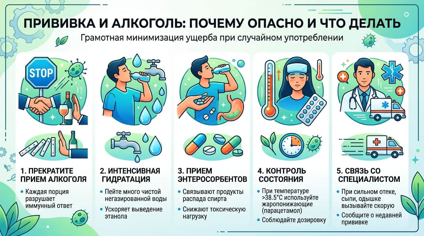 Инфографика: Что делать, если алкоголь был употреблен случайно