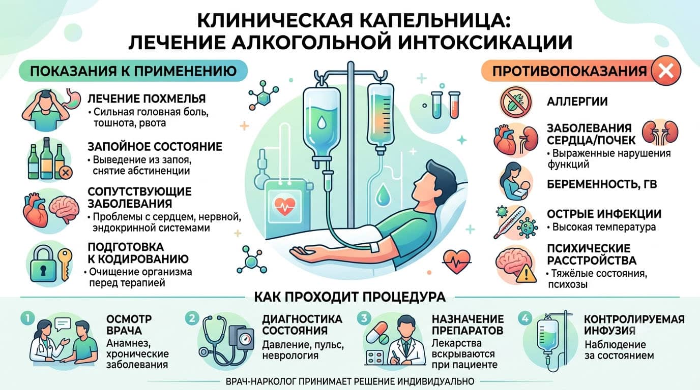 Инфографика: Капельница от интоксикации в клинике