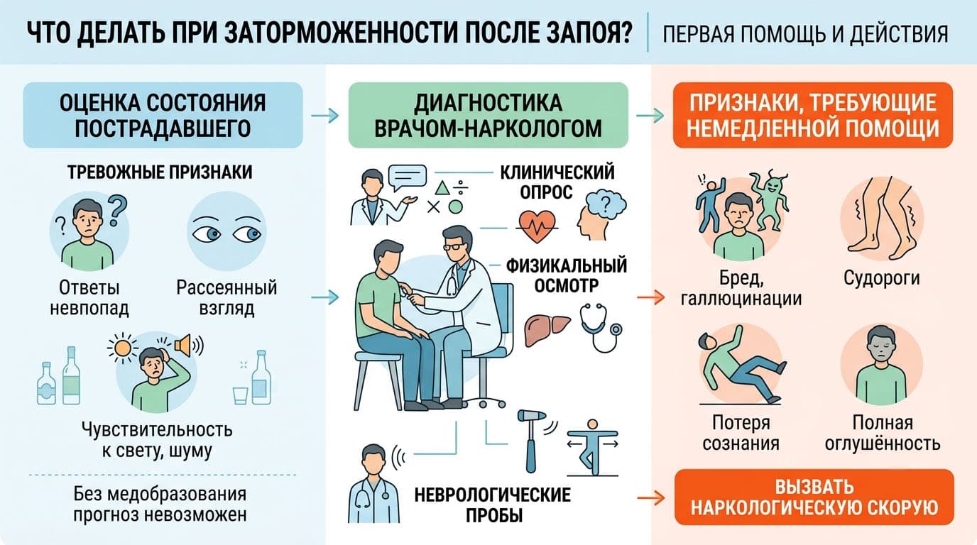 Инфографика: Первая помощь и действия при заторможенности